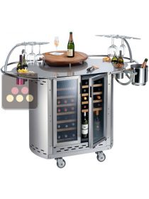Bar mobile avec cave à vin de service 2 températures - compartiments gauche et droite CALICE