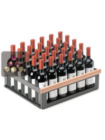 Casier coulissant en acier pour bouteilles debout avec fronton bois CALICE