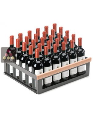 Casier coulissant en acier pour bouteilles debout avec fronton bois CALICE