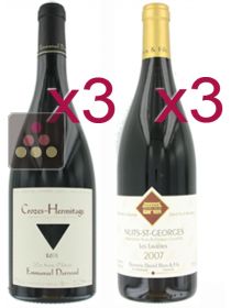 S&eacute;lection de 6 Vins Rouges - Rh&ocirc;ne et Bourgogne - Syrah et Pinot noir Sélection Vin