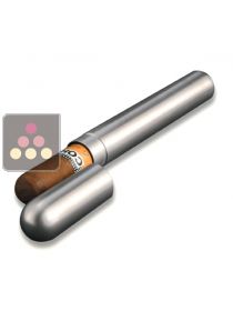 &Eacute;tui pour 1 cigare en acier raffin&eacute; avec humidificateur et placage en c&egrave;dre espagnol Adorini
