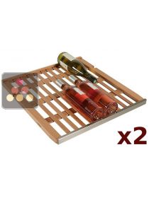 Lot de 2 clayettes de stockage h&ecirc;tre fa&ccedil;ade inox pour les caves &agrave; vin Gamme Prestige La SOMMELIERE
