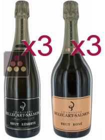6 bouteilles de Champagne Billecart-Salmon : 3 Brut + 3 Ros&eacute; Sélection Vin