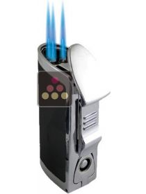 Briquet Triple Jet Noir/Silver Adorini