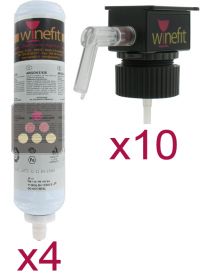 Lot de 10 t&ecirc;tes de distribution et 4 cartouches d'Argon pour distributeur de vin au verre WINEFIT