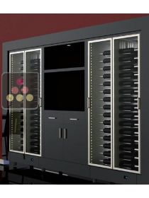 Combiné de 2 caves à vin modulaires multi-usages avec meuble de rangement, encastrable CALICE DESIGN
