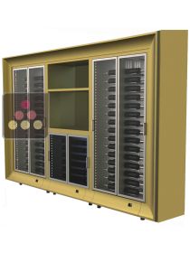 Combiné de 3 caves à vin multi-usages modulaires avec meuble de rangement, en pose libre CALICE DESIGN
