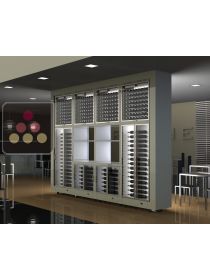 Combiné de 8 caves à vin multi-usages modulaires avec meubles de rangement, en ilot CALICE DESIGN