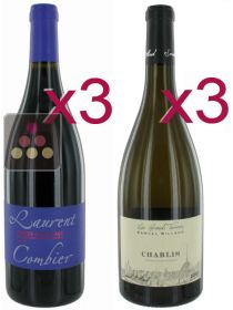 3 bouteilles de Crozes-Hermitage Rouge 2013 + 3 Bouteilles de Chablis Blanc - 2013 Sélection Vin