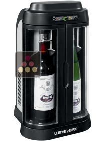 Bar à Vin 2 bouteilles Noir/Silver avec conservation de bouteilles ouvertes WINE ART