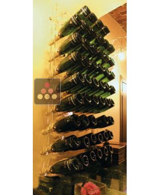 Porte-Bouteilles mural en plexiglas pour 60 bouteilles de Champagne (illumination LED optionnelle) SOBRIO