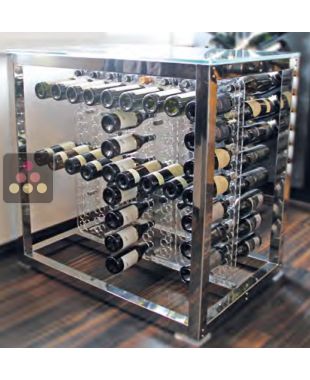 Table avec système de rangement de 144 bouteilles en plexiglas SOBRIO