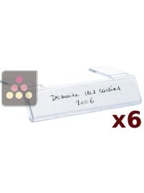 Lot de 6 Porte-étiquettes à clipper sur clayette pour gamme Prestige et Tradition La SOMMELIERE