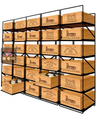 Racks coulissants pour 30 caisses de vin en Bois soit 360 bouteilles MODULORACK