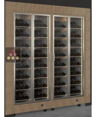 Combiné encastrable de 2 vitrines à vin multi-températures - Usage pro - Bouteilles inclinées - Cadre droit CALICE DESIGN