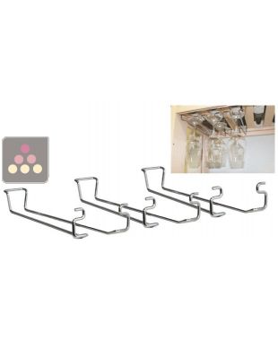 Kit de 3 supports à verres à pied pour clayette de meuble Visiobois VISIORACK