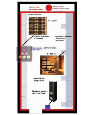 Isolation, finition et aménagement de cave. Fourniture meubles de rangement. Installation climatisation du client. Déplacements inclus. Ma Cave à Vin