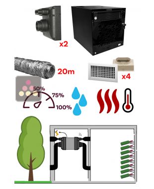 Climatiseur de cave monobloc gainable et encastrable 1100W - Froid, humidification et chauffage - Installation IN/OUT FRIAX
