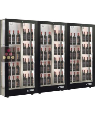 Combiné de 3 vitrines à vin multi-températures - Usage pro - P36cm - 3 côtés vitrés - Habillage magnétique interchangeable CALICE DESIGN