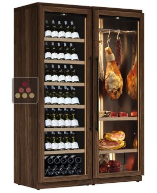 Combiné d'une cave à vin et une cave à charcuterie - Bouteilles inclinées CALICE