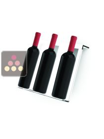 Clayette en plexiglas pour vitrine faible profondeur : présentation de 3 bouteilles diamètre jusqu'à 100mm inclinées CALICE DESIGN