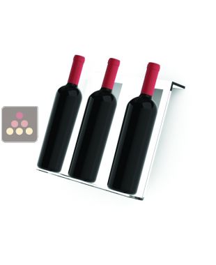 Clayette en plexiglas pour vitrine faible profondeur : présentation de 3 bouteilles diamètre jusqu'à 100mm inclinées CALICE DESIGN