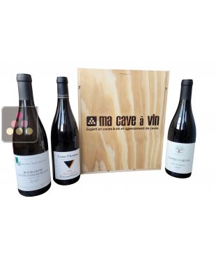 Coffret-bois Initiation aux Terroirs 3 bouteilles : Haute Côte de Beaune Blanc du domaine Guiton, Savigny Les Beaune, Crozes-Hermitage Sélection Vin