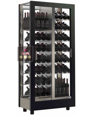 Vitrine à vin - Pro - 4 côtés vitrés - Habillage interchangeable - Bouteilles inclinées et debout CALICE DESIGN