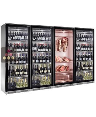 Combiné de 3 vitrines réfrigérées pour vins et 1 vitrine de maturation de viande  BRERA