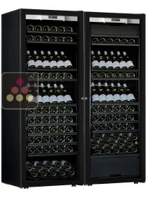 Combiné d'une cave à vin mono-température et d'une cave multi-usages 3 températures - Equipement mixte - Porte Full Glass TRANSTHERM
