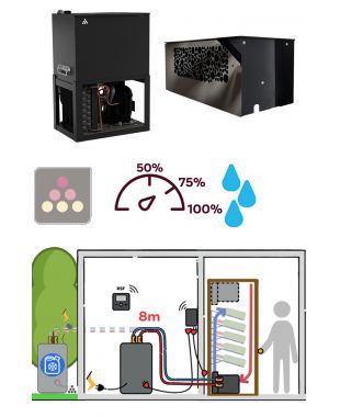 Climatiseur pour armoire à vin - 1050 watts - Technologie boucle à eau glacée - Liaison 8m - Froid et Humidification FRIAX