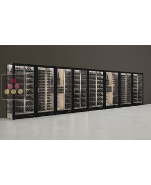 Combiné de 8 vitrines à vin multi-températures - Usage pro - 3 côtés vitrés - Habillage magnétique interchangeable CALICE DESIGN