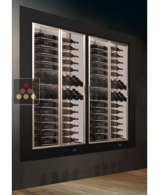 Combiné encastrable surélevé de 2 vitrines à vin multi-températures - Usage pro - Equipement mixte - Cadre droit CALICE DESIGN