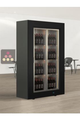 Vitrine à vin traversante 2 faces vitrées multi-températures pour installation centrale - Usage pro - Bouteilles verticales - Cadre droit