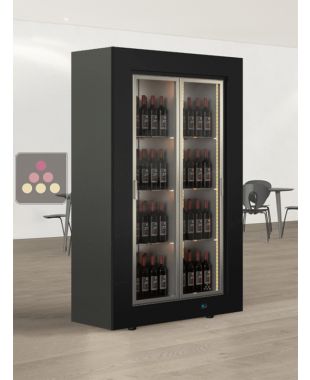 Vitrine à vin traversante 2 faces vitrées multi-températures pour installation centrale - Usage pro - Bouteilles verticales - Cadre droit CALICE DESIGN