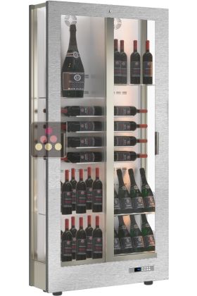Vitrine à vin multi-températures connectée - Usage pro - 3 côtés vitrés - P36cm - Équipement mixte - Habillage magnétique interchangeable Acier satiné - MODELE EXPO