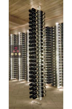 Colonne porte-bouteilles en plexiglas avec fixation sol/plafond - Hauteur = 200cm - Profondeur 2 bouteilles - Eclairage LED optionnel