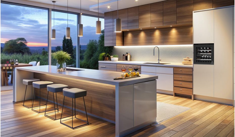 Cave à vin 2 températures de service encastrable en colonne auto-ventilée - Ouverture Push Open