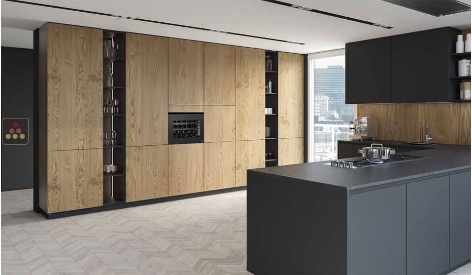 Cave à vin mono-température de service encastrable en colonne auto-ventilée - Ouverture Push-Open