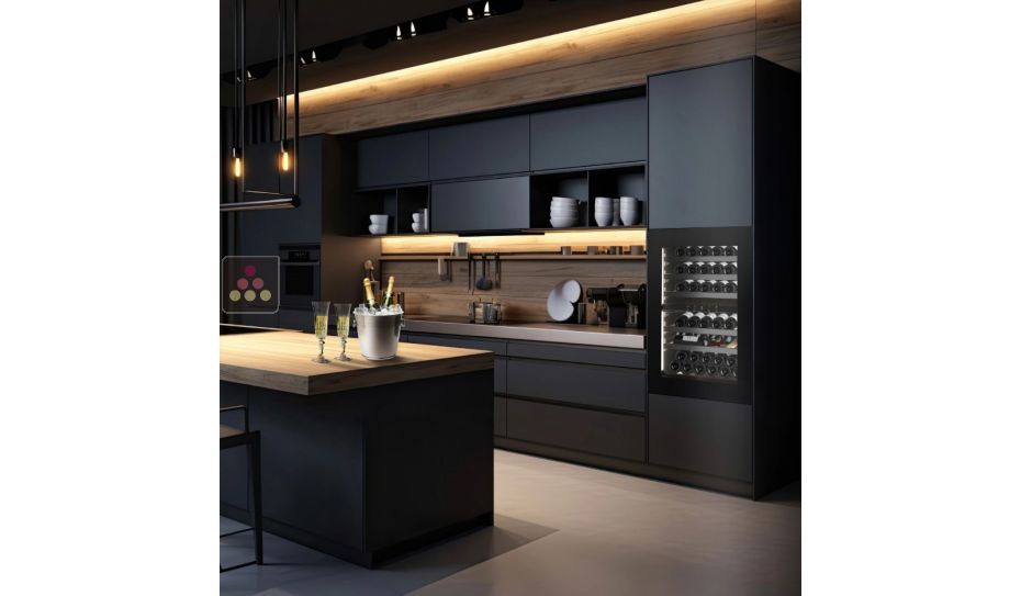 Cave à vin 2 températures de service encastrable en colonne auto-ventilée - Ouverture Push-Open