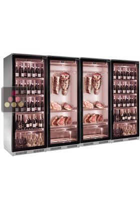 Combiné de 2 vitrines réfrigérées pour vins et 2 vitrines de maturation de viande 