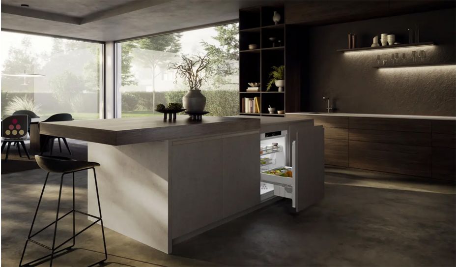 Mini Réfrigérateur encastrable sous plan à panneau décoratif habillable 124 Litres