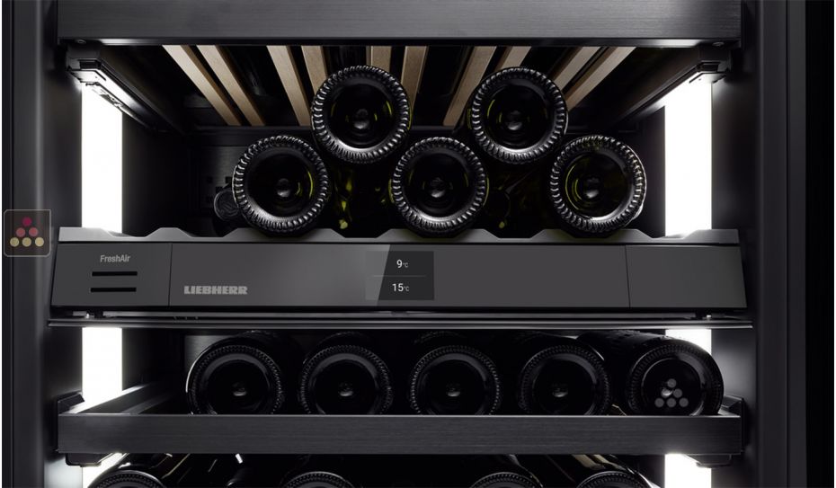 Cave à vin deux températures de conservation et de service des vins encastrable