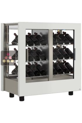 Vitrine à vin - Pro - 4 côtés vitrés - Habillage bois - Bouteilles inclinées 
