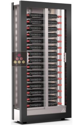 Vitrine à vin multi-usages de service et de conservation - HOME - 3 côtés vitrés - Bouteilles horizontales - P36cm 