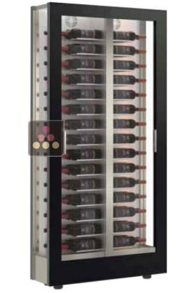 Vitrine à vin - Pro - 3 côtés vitrés - Cadre droit - Bouteilles horizontales - P38cm