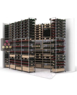 Aménagement personnalisé de cave structure acier et baguettes bois pour 1106 bouteilles - Essentiel bois ARCHITECTURE INTERIEURE DU VIN