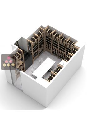 Aménagement personnalisé de cave bois et métal pour 1137 bouteilles - Wood system
