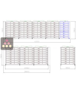 Aménagement de cave R-1 - structure acier sur-mesure - 90 Magnums + 1323 Bouteilles - Clayettes coulissantes inox Ma Cave à Vin