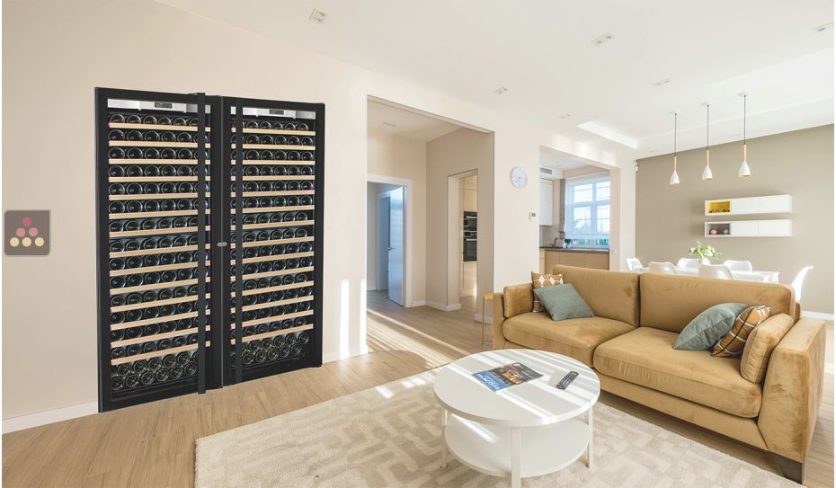 Combiné enchassable de 2 caves à vin Mono-Température de vieillissement et/ou de service - Porte Full Glass